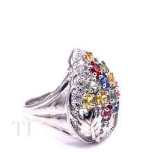 Load image into Gallery viewer, Multi Gemstones Tear Drop Shape Ring in Sterling Silver