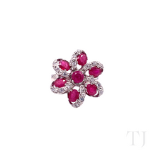 将图片加载到图库查看器,红宝石花朵设计首饰套装