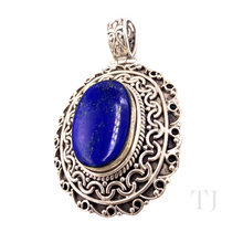 Load image into Gallery viewer, Lapis Lazuli Oval Antique Designed Pendant in Sterling Silver