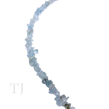 Загрузить изображение в средство просмотра галереи, left side view of Aquamarine chip necklace with oval shaped aquamarine pendant