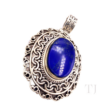 Load image into Gallery viewer, Lapis Lazuli Oval Antique Designed Pendant in Sterling Silver