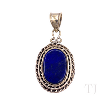 Load image into Gallery viewer, Lapis Lazuli Oval Shape in Antique Designed Sterling Silver Pendant