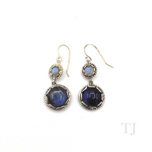 Load image into Gallery viewer, Labradorite & Moonstone Circle Earrings in Sterling Silver