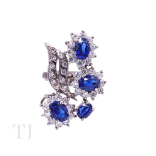 Load image into Gallery viewer, Sapphire Oval Cut Ring in Curving Style Sterling Silver