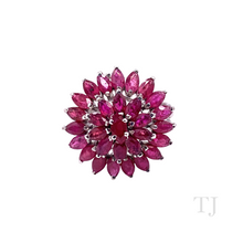 Cargar imagen en el visor de la galería, Ruby Layered Flower Ring in Sterling Silver