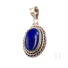 Load image into Gallery viewer, Lapis Lazuli Oval Shape in Antique Designed Sterling Silver Pendant