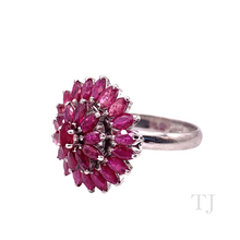 Cargar imagen en el visor de la galería, Ruby Layered Flower Ring in Sterling Silver