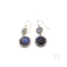 Load image into Gallery viewer, Labradorite & Moonstone Circle Earrings in Sterling Silver