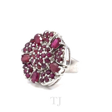 Загрузить изображение в средство просмотра галереи, Ruby Five Petal Flowers Ring in Sterling Silver