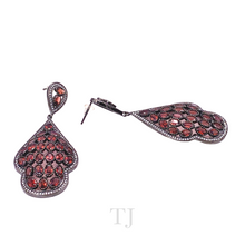 Load image into Gallery viewer, Garnet Leaf Shape Earrings in Sterling Silver