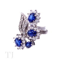 Load image into Gallery viewer, Sapphire Oval Cut Ring in Curving Style Sterling Silver