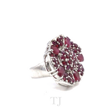 Загрузить изображение в средство просмотра галереи, Ruby Five Petal Flowers Ring in Sterling Silver