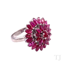 Cargar imagen en el visor de la galería, Ruby Layered Flower Ring in Sterling Silver