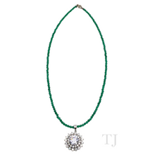 Load image into Gallery viewer, Green Onyx Necklace with Diamonique Pendant in Sterling Silver