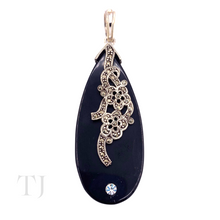 Load image into Gallery viewer, Black Onyx Long Tear Drop Pendant in Sterling Silver