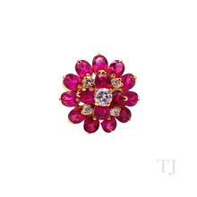 Load image into Gallery viewer, Ruby in Flower Shape Sterling Silver Ring (Gold Coated)
