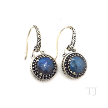 Load image into Gallery viewer, Labradorite Circle Earrings in Sterling Silver
