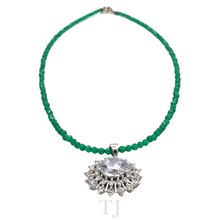 Load image into Gallery viewer, Green Onyx Necklace with Diamonique Pendant in Sterling Silver