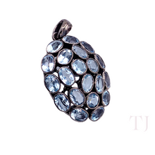 Load image into Gallery viewer, Aquamarine faceted stones in grape shaped sterling silver (rhodium coated) pendant