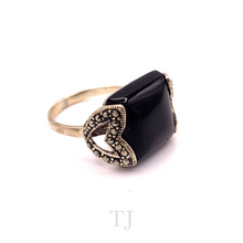Cargar imagen en el visor de la galería, Black Onyx Square Shape Ring in Sterling Silver