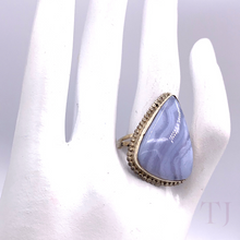 Load image into Gallery viewer, Blue lace agate Triangle Shape Ring in Sterling Silver