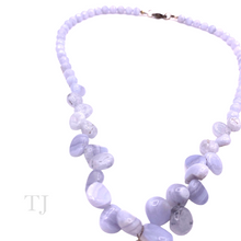 Load image into Gallery viewer, Blue Lace Agate Necklace with Swarovski Pendant in silver