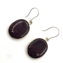 Load image into Gallery viewer, Anyolite Ruby in Zoisite Hanging Oval Earrings in gold coated sterling silver