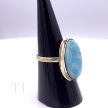 Load image into Gallery viewer, Larimar Oval Ring in Sterling Silver