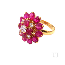 Load image into Gallery viewer, Ruby in Flower Shape Sterling Silver Ring (Gold Coated)