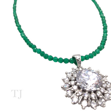 Load image into Gallery viewer, Green Onyx Necklace with Diamonique Pendant in Sterling Silver