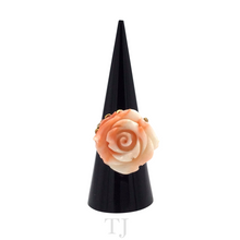 Cargar imagen en el visor de la galería, Italian Angel Skin Coral Rose Ring in 14k Gold