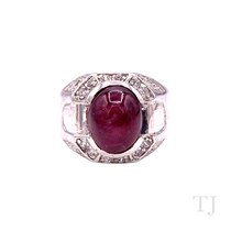 Cargar imagen en el visor de la galería, Burmese Ruby Cabochon Ring in Sterling Silver