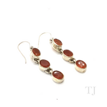 Load image into Gallery viewer, Carnelian Oval faceted stones in sterling silver earrings with hooks