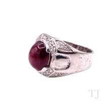 Cargar imagen en el visor de la galería, Burmese Ruby Cabochon Ring in Sterling Silver