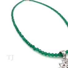 Load image into Gallery viewer, Green Onyx Necklace with Diamonique Pendant in Sterling Silver
