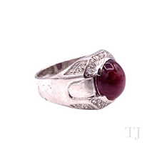 Cargar imagen en el visor de la galería, Burmese Ruby Cabochon Ring in Sterling Silver