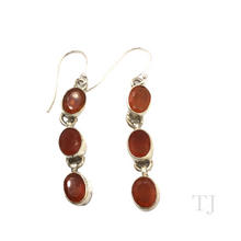 Load image into Gallery viewer, Carnelian Oval faceted stones in sterling silver earrings with hooks