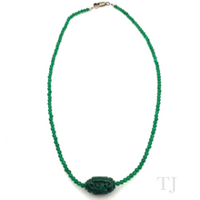 Load image into Gallery viewer, Green Onyx Bead Necklace with Malachite Pendant