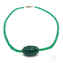 Load image into Gallery viewer, Green Onyx Bead Necklace with Malachite Pendant