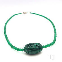 Load image into Gallery viewer, Green Onyx Bead Necklace with Malachite Pendant