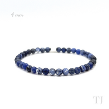 Cargar imagen en el visor de la galería, Sodalite bead bracelet with elastic string, 4 mm bead size