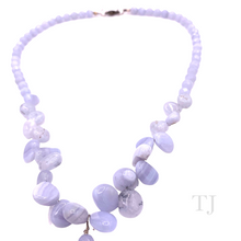 Load image into Gallery viewer, Blue Lace Agate Necklace with Swarovski Pendant in silver