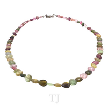 Cargar imagen en el visor de la galería, Multi-colored Tourmaline Tear Drop Chip Necklace in 925