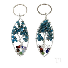 Load image into Gallery viewer, Blue Apatite in Tree of Life styled keychains