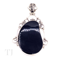 Load image into Gallery viewer, Black Onyx Bean Shape Pendant in Sterling Silver