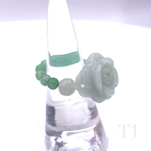 Load image into Gallery viewer, Burmese Jade Rose curved with beads ring