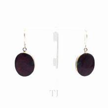 Load image into Gallery viewer, Anyolite Ruby in Zoisite Hanging Oval Earrings in gold coated sterling silver