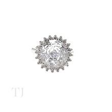 Load image into Gallery viewer, Sun shape diamonique ring in Italian sterling silver frame