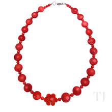 Load image into Gallery viewer, Red Coral Flat Round Shape Necklace in Sterling Silver