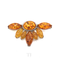 Load image into Gallery viewer, Amber Brooch in sterling silver